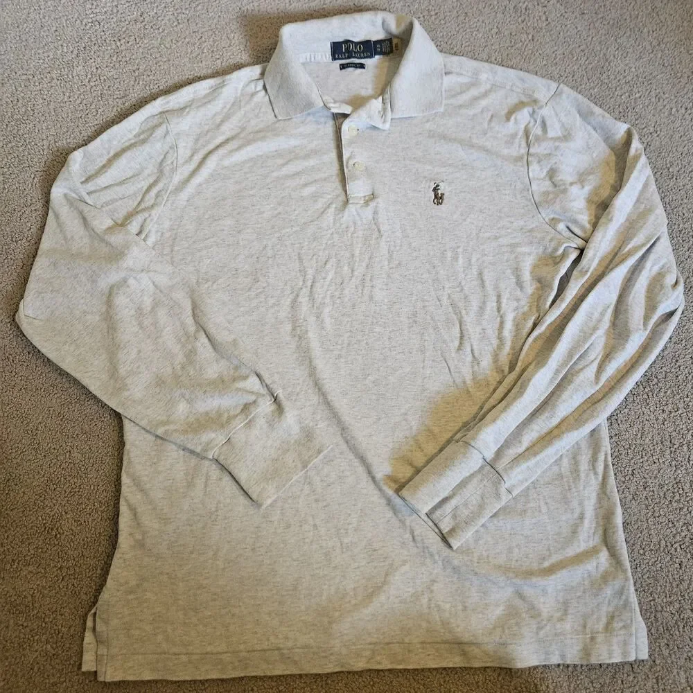 Polo Ralph Lauren Flesh Pony Grey Long Sleeve Polo Shirt Men's Size XS Classic
